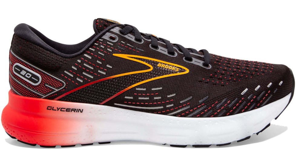 Brooks Glycerin 20 Running Shoes - Mens, Black/Blackened Pearl/Fiery Red, 8.5, 1103821D090.085