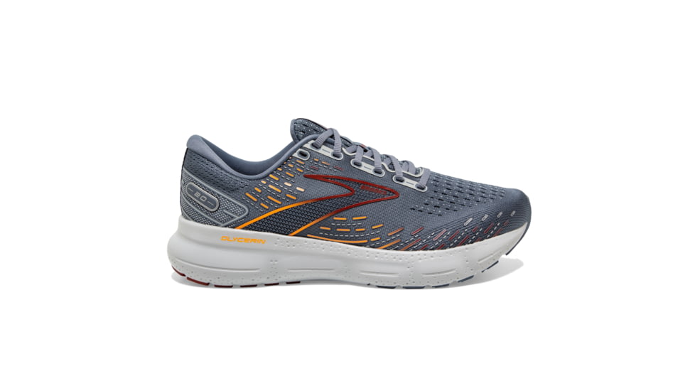 Brooks Glycerin 20 Running Shoes - Mens, Grey/Chili Oil/Orange, 10.0, 1103821D034.100