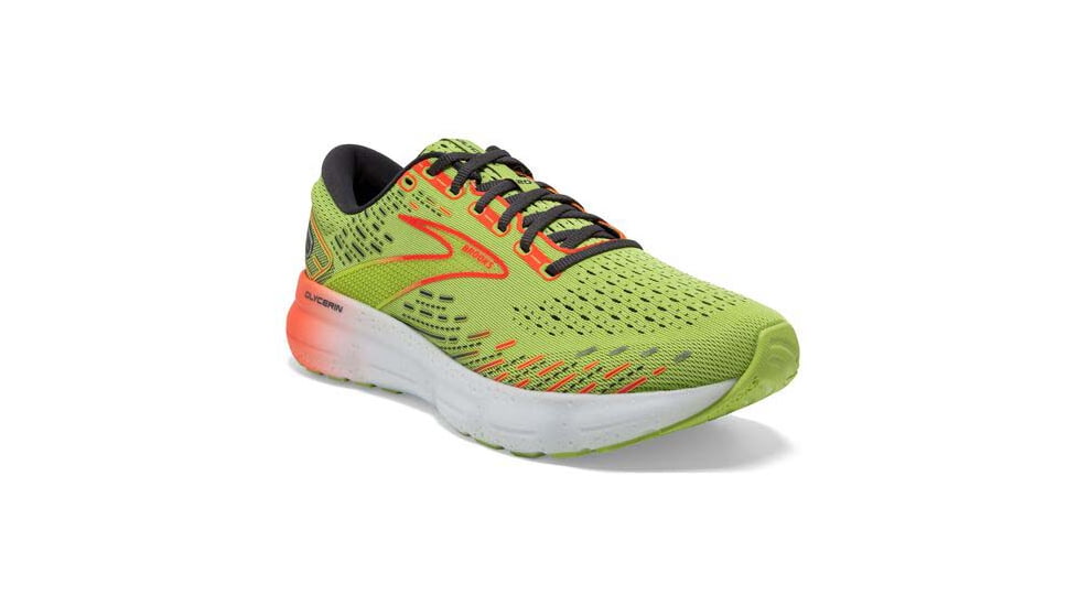 Brooks Glycerin 20 Running Shoes - Mens, Lime/Red/Ebony, 9.5, 1103821D725.095