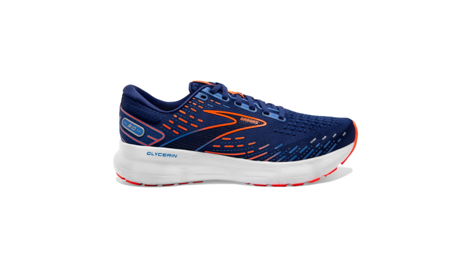 Brooks Glycerin 20 Running Shoes - Mens, Medium, Blue Depths/Palace Blue/Orange, 12.5, 1103821D444.125