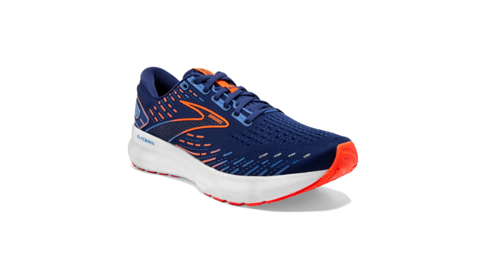 Brooks Glycerin 20 Running Shoes - Mens, Medium, Blue Depths/Palace Blue/Orange, 12.5, 1103821D444.125