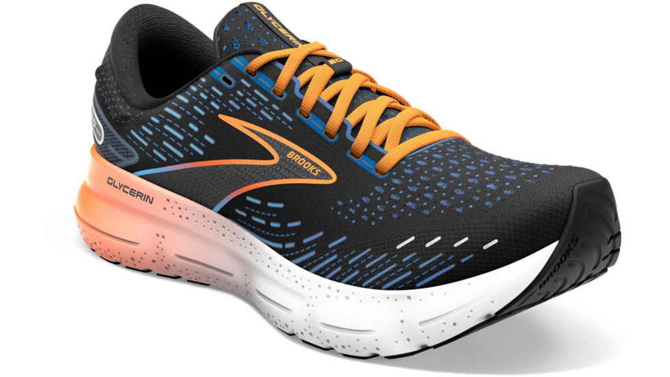 Brooks Glycerin 20 Running Shoes - Mens, Medium, Black/Classic Blue/ Orange, 8.5, 1103821D035.085