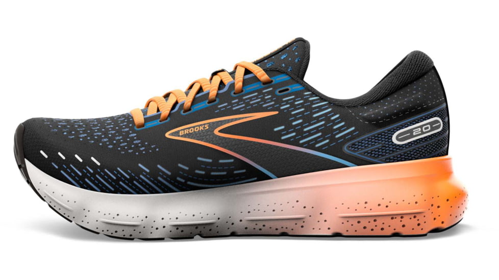 Brooks Glycerin 20 Running Shoes - Mens, Medium, Black/Classic Blue/ Orange, 8.5, 1103821D035.085