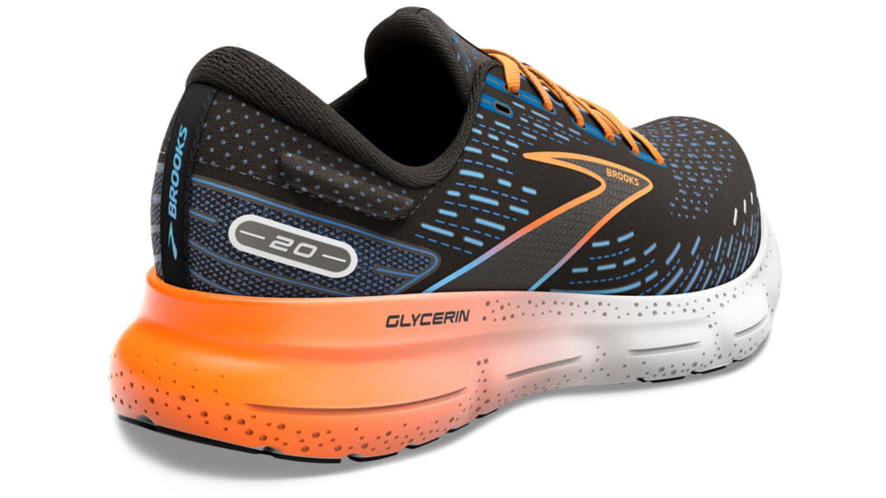 Brooks Glycerin 20 Running Shoes - Mens, Medium, Black/Classic Blue/ Orange, 8.5, 1103821D035.085