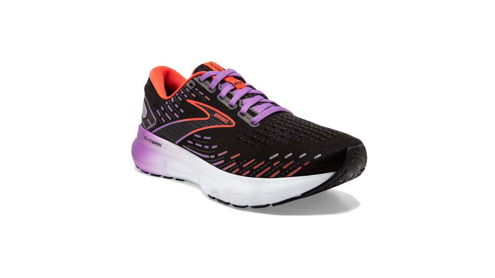 Brooks Glycerin 20 Running Shoes - Womens, Medium, Black/Bellflower/Fiesta, 7.5, 1203691B013.075