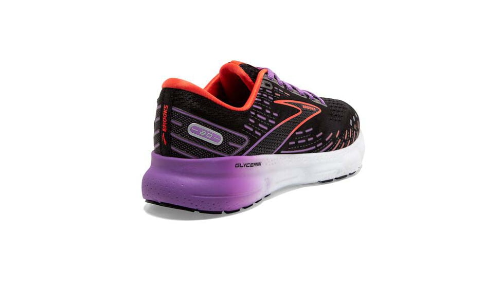 Brooks Glycerin 20 Running Shoes - Womens, Medium, Black/Bellflower/Fiesta, 7.5, 1203691B013.075
