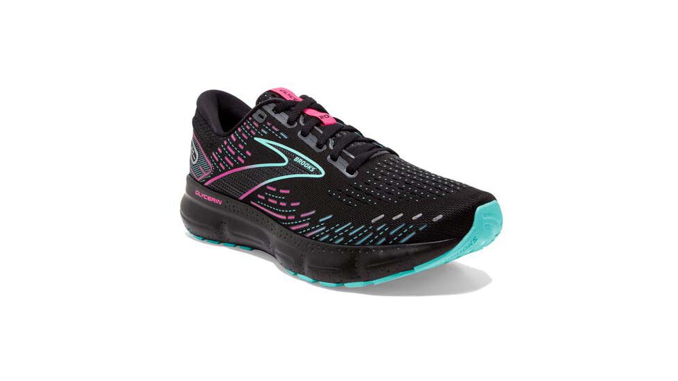 Brooks Glycerin 20 Running Shoes - Womens, Medium, Black/Blue Light/Pink, 6.5, 1203691B005.065