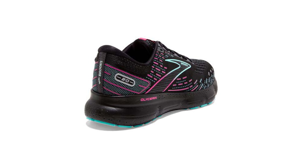 Brooks Glycerin 20 Running Shoes - Womens, Medium, Black/Blue Light/Pink, 6.5, 1203691B005.065