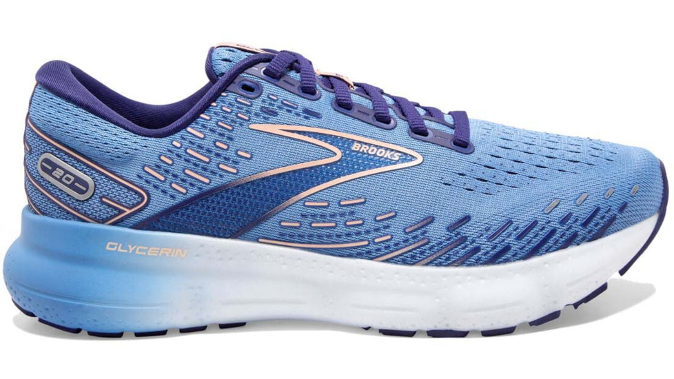 Brooks Glycerin 20 Running Shoes - Womens, Medium, Blissful Blue/Peach/White, 9.5, 1203691B478.095