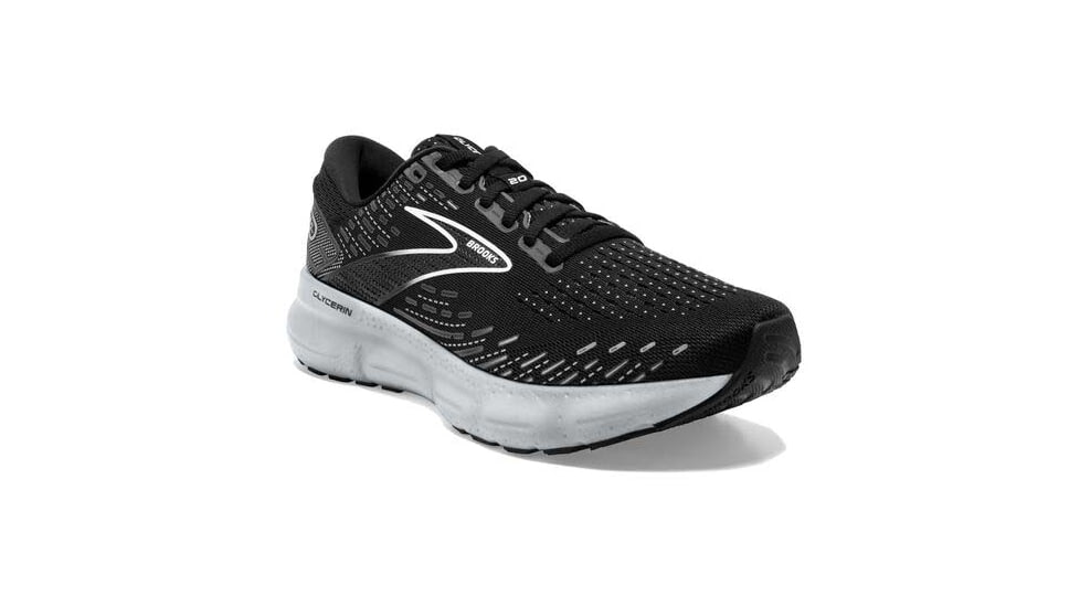Brooks Glycerin 20 Running Shoes - Womens, Wide, Black/White/Alloy, 8.0, 1203691D059.080