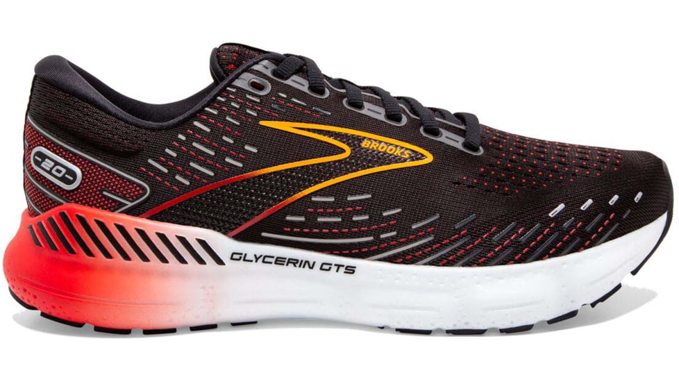 Brooks Glycerin GTS 20 Running Shoes - Mens, Black/Blackened Pearl/Fiery Red, 8.5, 1103831D090.085
