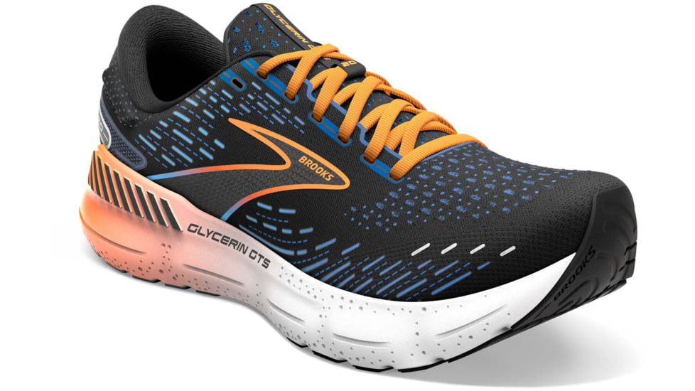 Brooks Glycerin GTS 20 Running Shoes - Mens, Black/Classic Blue/ Orange, 9.0, 1103831D035.090