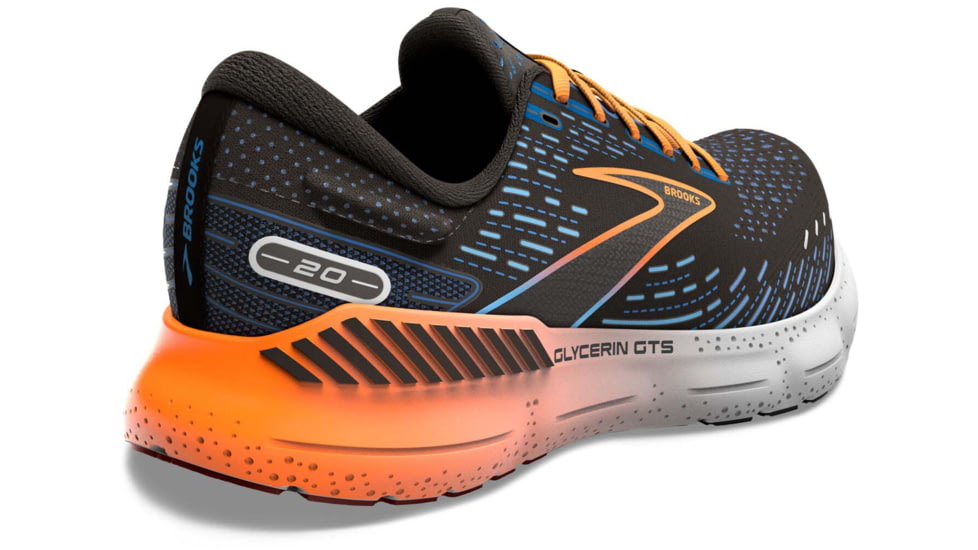 Brooks Glycerin GTS 20 Running Shoes - Mens, Black/Classic Blue/ Orange, 9.0, 1103831D035.090
