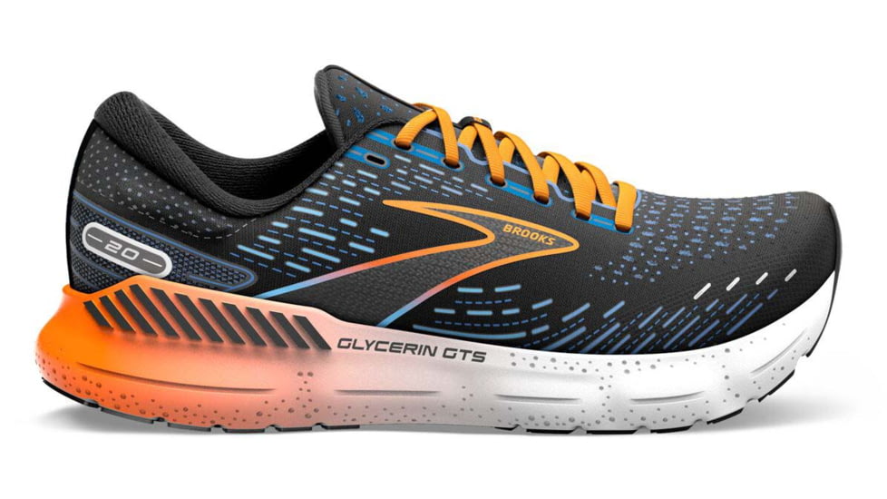 Brooks Glycerin GTS 20 Running Shoes - Mens, Black/Classic Blue/ Orange, 9.0, 1103831D035.090