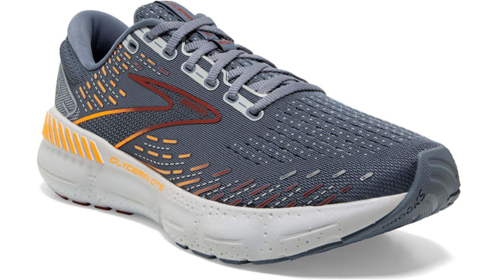 Brooks Glycerin GTS 20 Running Shoes - Mens, Grey/Chili Oil/Orange, 8.5, 1103831D034.085
