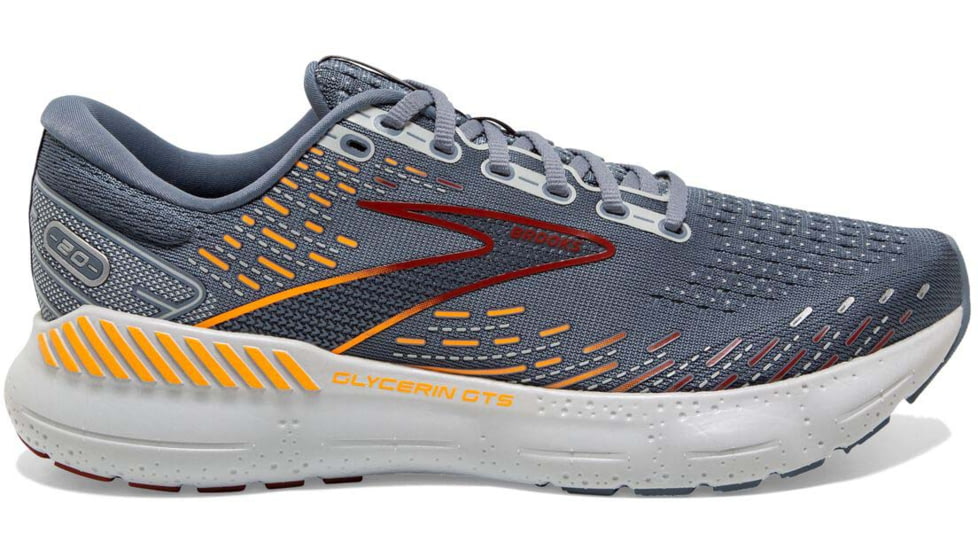 Brooks Glycerin GTS 20 Running Shoes - Mens, Grey/Chili Oil/Orange, 8.5, 1103831D034.085