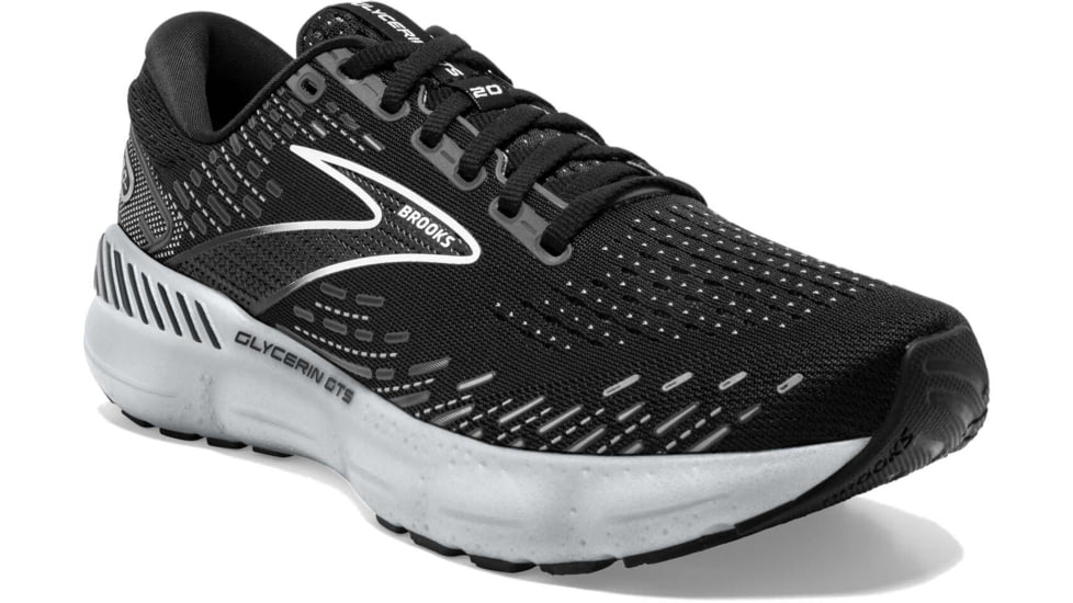 Brooks Glycerin GTS 20 Running Shoes - Mens, Wide, Black/White/Alloy, 8.0, 1103832E059.080