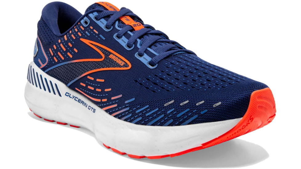 Brooks Glycerin GTS 20 Running Shoes - Mens, Wide, Blue Depths/Palace Blue/Orange, 9.5, 1103832E444.095
