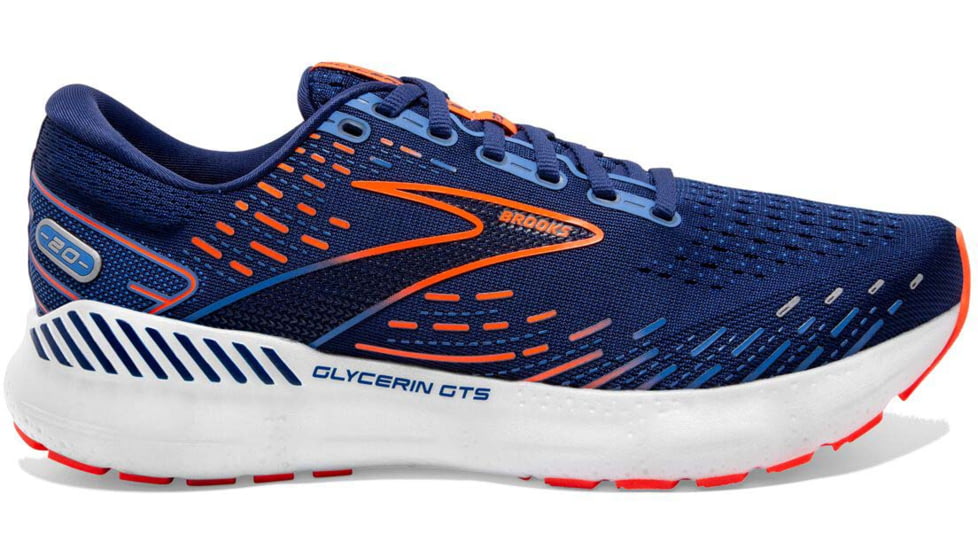 Brooks Glycerin GTS 20 Running Shoes - Mens, Wide, Blue Depths/Palace Blue/Orange, 9.5, 1103832E444.095
