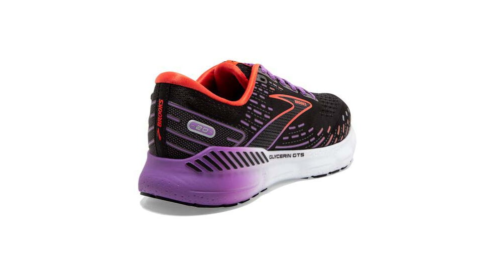 Brooks Glycerin GTS 20 Running Shoes - Womens, Medium, Black/Bellflower/Fiesta, 5.0, 1203701B013.050