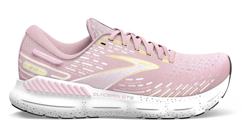 Brooks Glycerin GTS 20 Running Shoes - Womens, Medium, Pink/Yellow/White, 7.5, 1203701B656.075