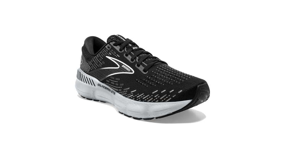 Brooks Glycerin GTS 20 Running Shoes - Womens, Medium, Black/White/Alloy, 6.0, 1203701B059.060