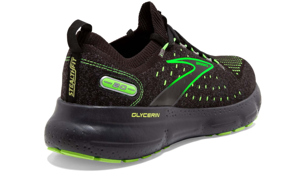 Brooks Glycerin StealthFit 20 Running Shoes - Mens, Black/Pearl/Green Gecko, 10.5, 1103841D092.105