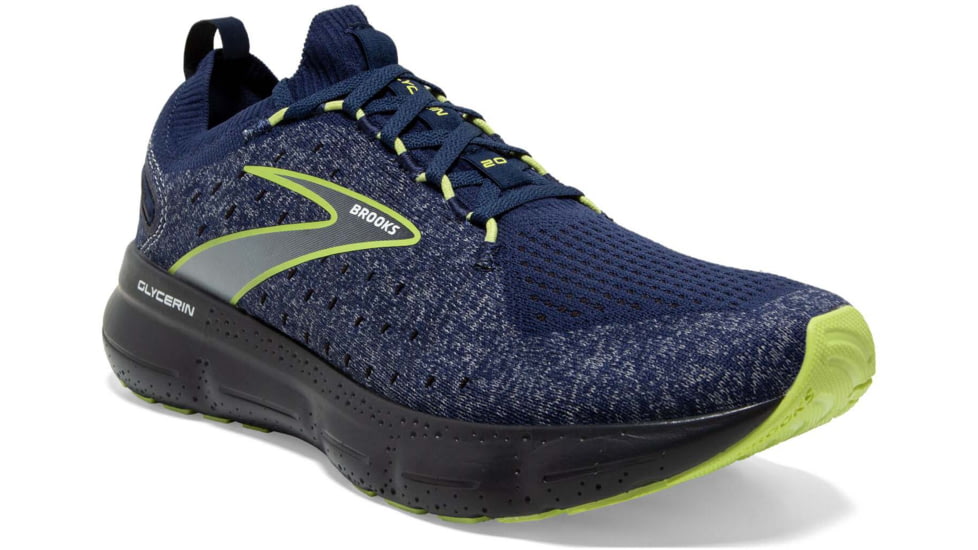 Brooks Glycerin StealthFit 20 Running Shoes - Mens, Blue/Ebony/Lime, 13.0, 1103841D404.130