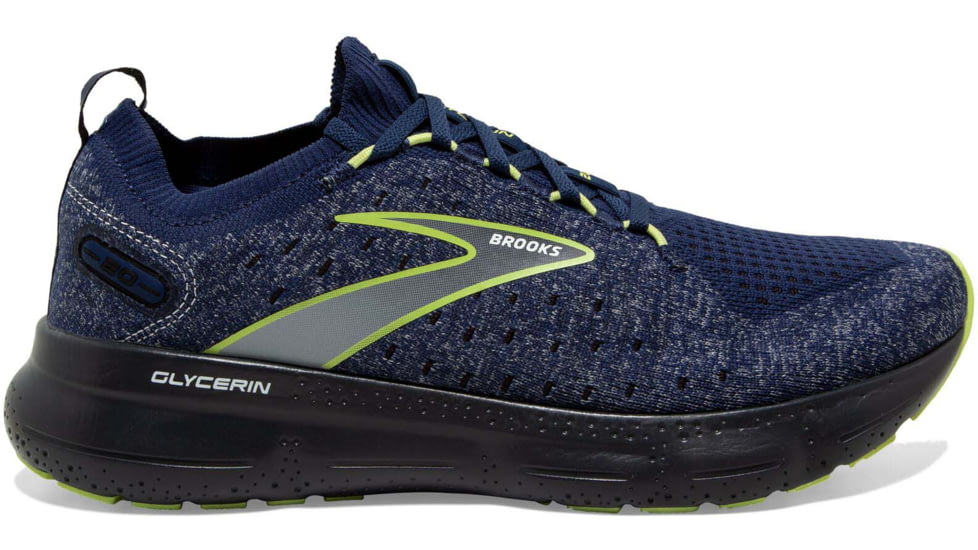 Brooks Glycerin StealthFit 20 Running Shoes - Mens, Blue/Ebony/Lime, 13.0, 1103841D404.130