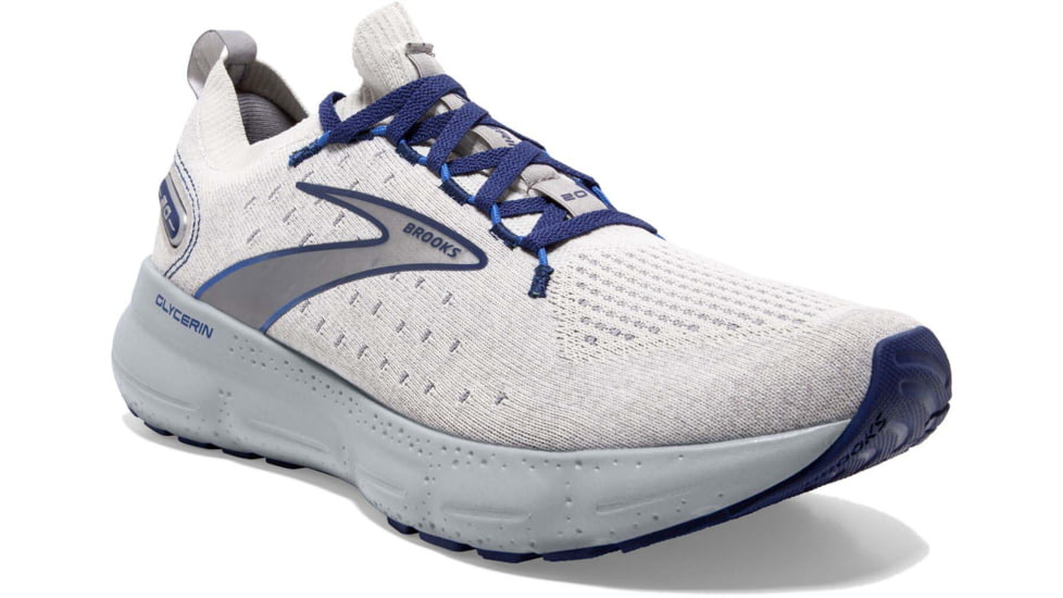 Brooks Glycerin StealthFit 20 Running Shoes - Mens, Oyster/Alloy/Blue Depths, 9.0, 1103841D081.090
