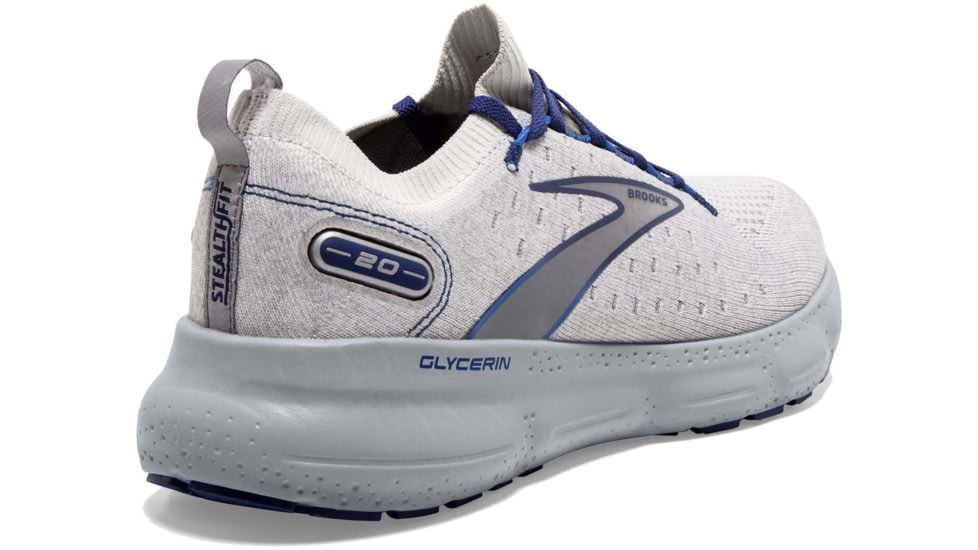 Brooks Glycerin StealthFit 20 Running Shoes - Mens, Oyster/Alloy/Blue Depths, 9.0, 1103841D081.090