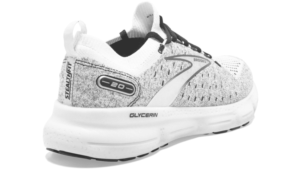 Brooks Glycerin StealthFit 20 Running Shoes - Mens, White/Grey/Black, 12.0, 1103841D135.120