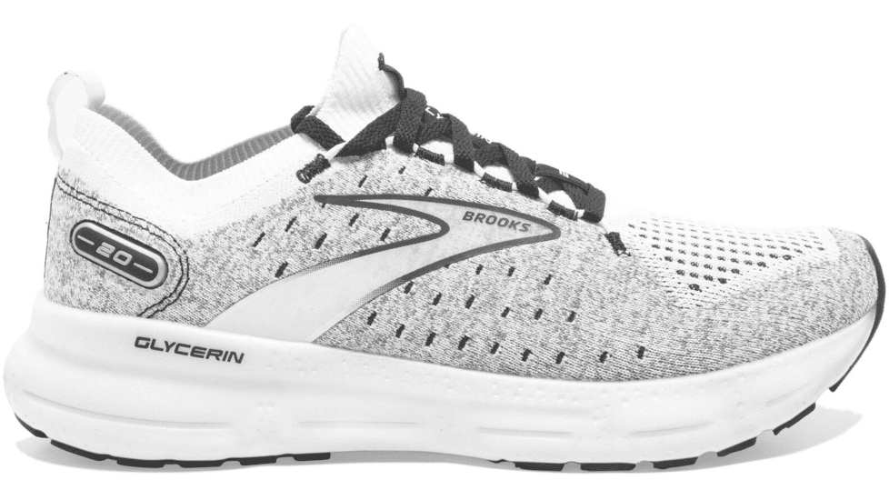 Brooks Glycerin StealthFit 20 Running Shoes - Mens, White/Grey/Black, 12.0, 1103841D135.120