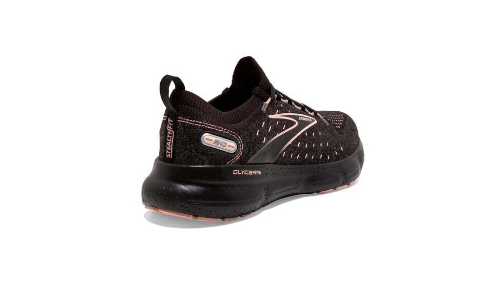 Brooks Glycerin StealthFit 20 Running Shoes - Womens, Medium, Black/Pearl/Peach, 7.5, 1203721B026.075