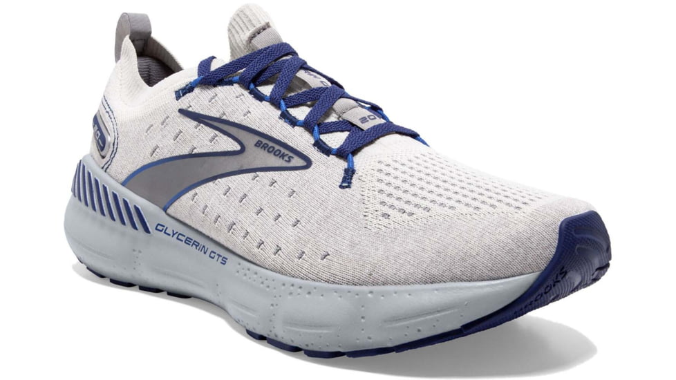 Brooks Glycerin StealthFit GTS 20 Running Shoes - Mens, Oyster/Alloy/Blue Depths, 9.5, 1103851D081.095