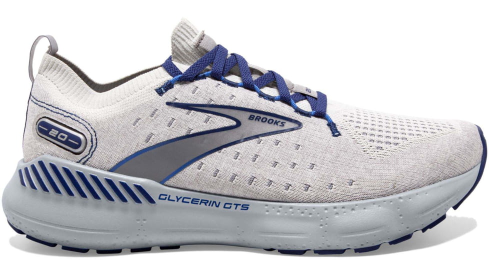 Brooks Glycerin StealthFit GTS 20 Running Shoes - Mens, Oyster/Alloy/Blue Depths, 9.5, 1103851D081.095