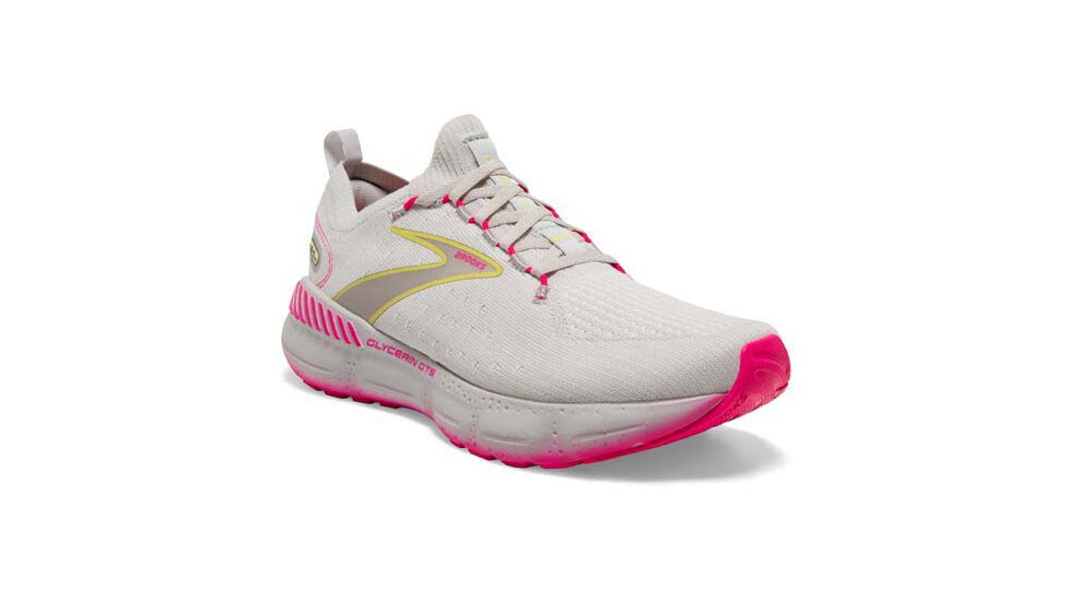 Brooks Glycerin StealthFit GTS 20 Running Shoes - Womens, Medium, Grey/Yellow/Pink, 9.5, 1203711B067.095