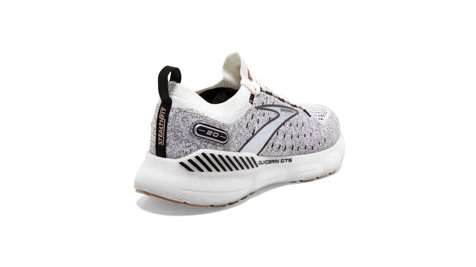 Brooks Glycerin StealthFit GTS 20 Running Shoes - Womens, Medium, White/Black/Cream, 10.5, 1203711B163.105