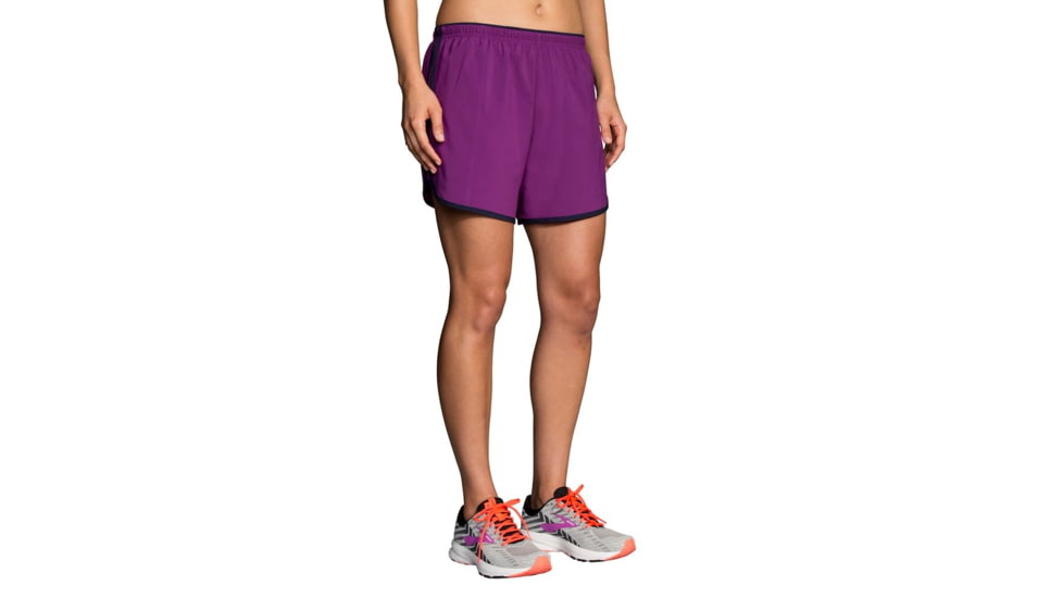 Brooks Go-To 5 Inch Short - Womens, Violet/Navy, Large, 221202517.035