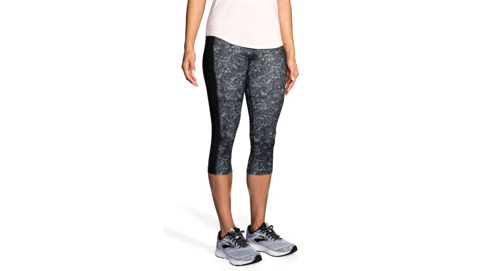 Brooks Greenlight Capris - Womens, Black Marble/Black, L, 221349099.035