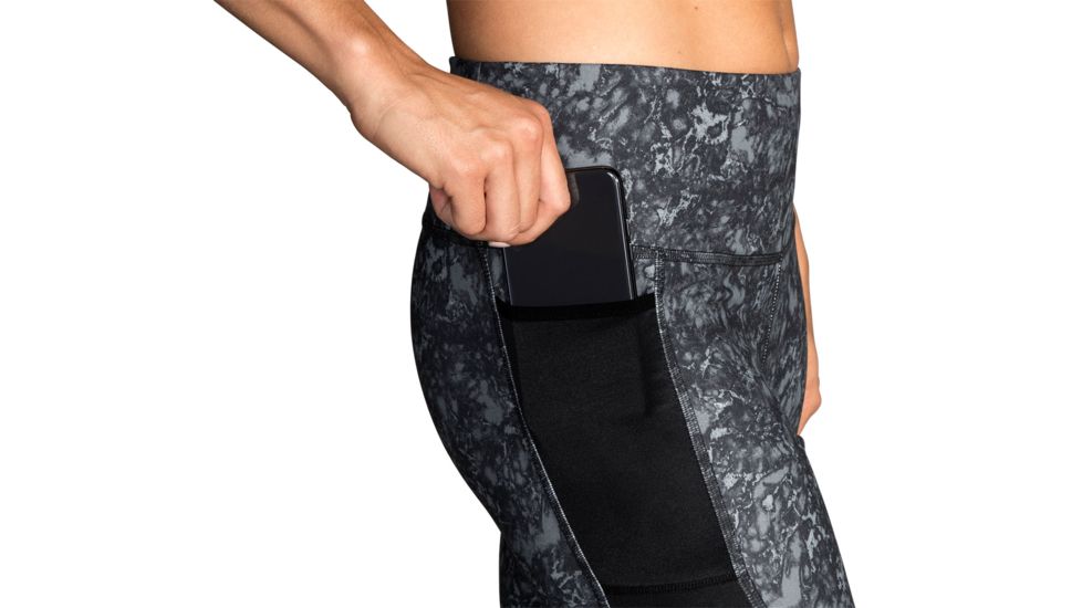 Brooks Greenlight Capris - Womens, Black Marble/Black, L, 221349099.035