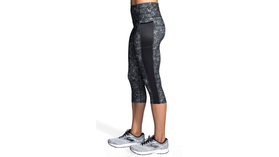 Brooks Greenlight Capris - Womens, Black Marble/Black, L, 221349099.035