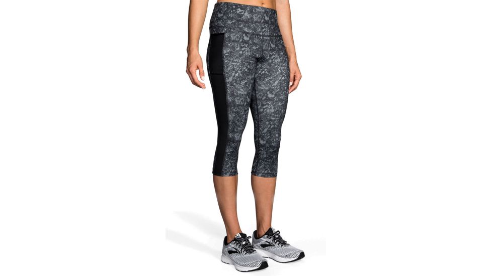 Brooks Greenlight Capris - Womens, Black Marble/Black, L, 221349099.035