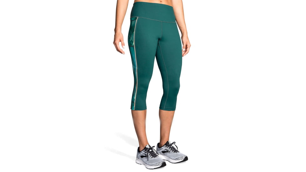Brooks Greenlight Capris - Womens, Forest/Teal Canyon, L, 221349302.035