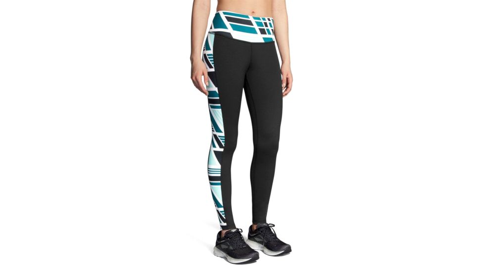 Brooks Greenlight Womens Running Tight, Black/Ocean Wave, 2XL, 221228-Blk/OcnWave-XXL