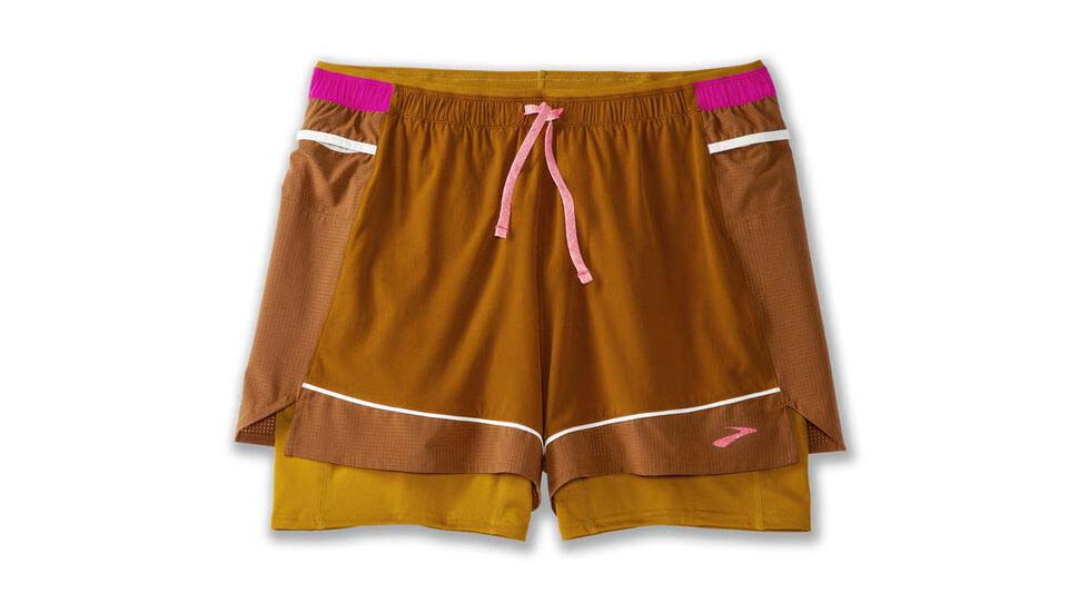Brooks High Point 3in 2-in-1 Short - Womens, Hazelwood/Ochre/Fuchsia, S, 221611290.025