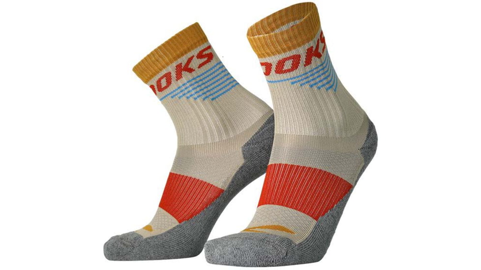 Brooks High Point Crew Sock, Oatmeal/Red Clay, M, 280491214.030