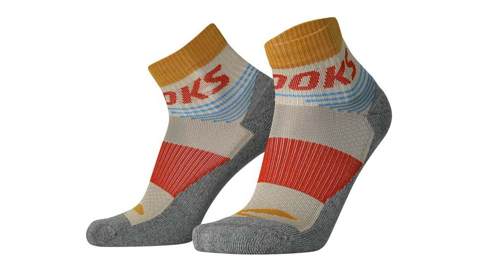 Brooks High Point Quarter Sock, Oatmeal/Red Clay, M, 280500214.030