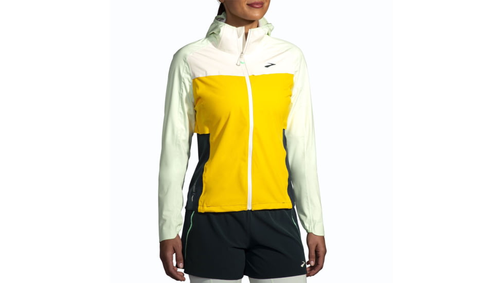 Brooks High Point Waterproof Jacket - Womens, Lemon/Ecru/Glacier Green, Medium, 221608761.030