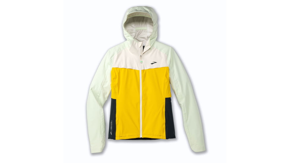 Brooks High Point Waterproof Jacket - Womens, Lemon/Ecru/Glacier Green, Medium, 221608761.030